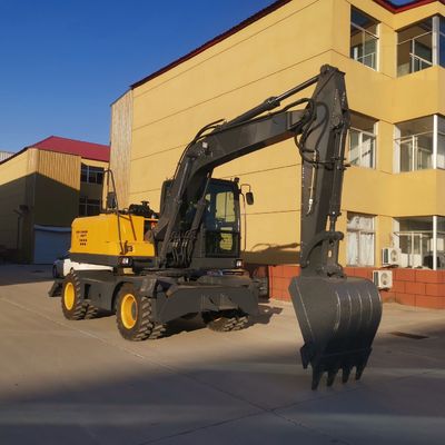 مینی بیل مکانیکی چرخدار سطلی چرخ دار 2200 دور در دقیقه با موتور کامینز