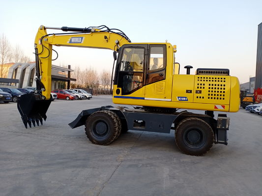 92 KW موتور چرخ دار مینی حفاری حداکثر شعاع حفاری 8000MM 9.00-20/8 لاستیک